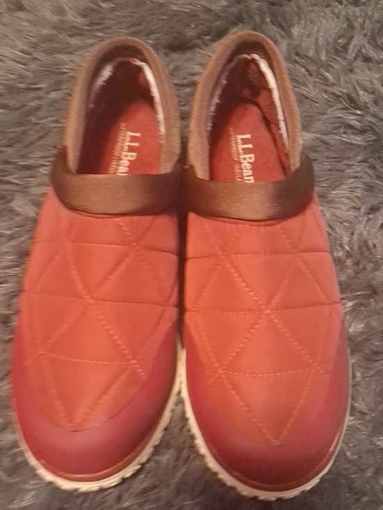 L.L. Bean Shoes - L.L. Bean Quilted Slip-On Shoes in Burgundy with Brown Trim